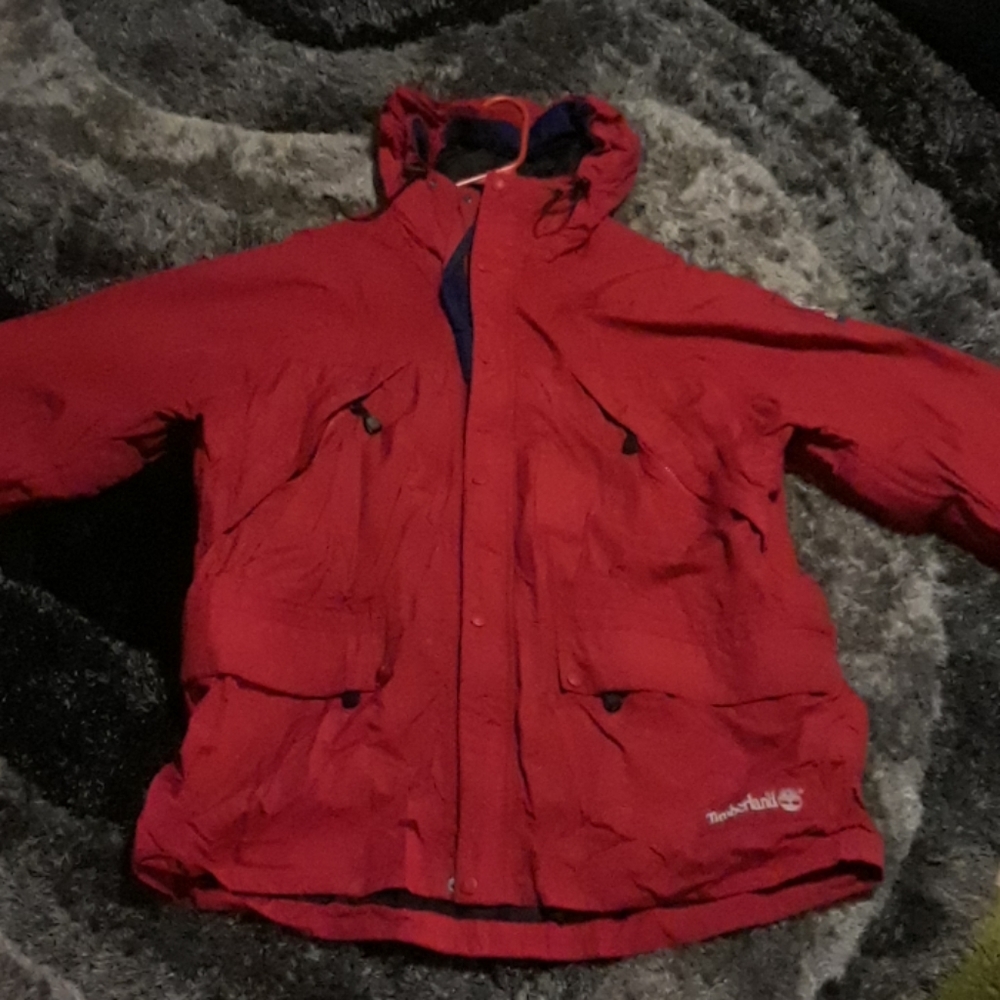 Red Timberland Performance rain coat